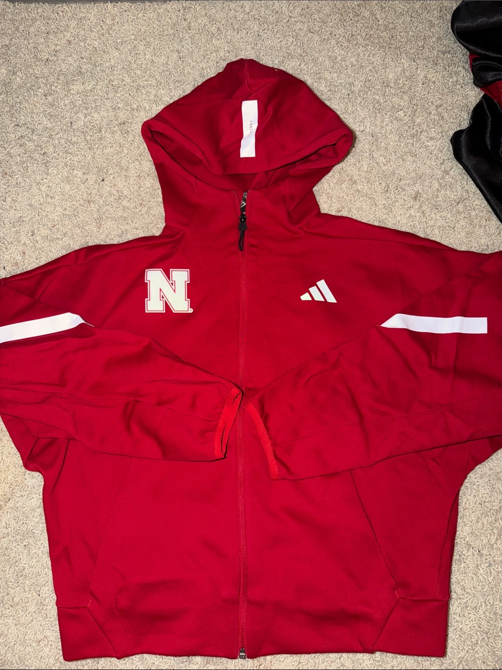 adidas Red Full-Zip Hooded Jacket with 'N' Patch